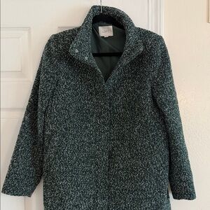 LOFT Dark Green Tweed Pea Coat